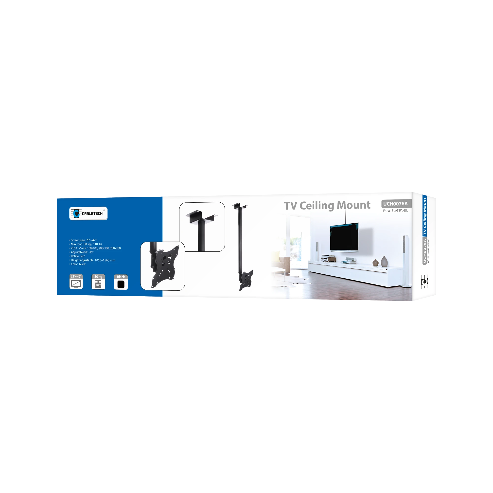 Cabletech LCD lubų laikiklis juodas
