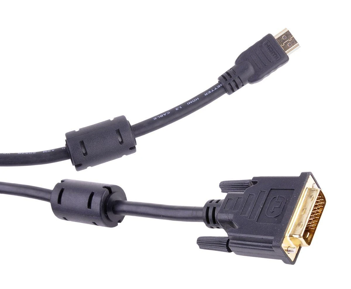 DVI-D į HDMI laidas su ferito filtrais