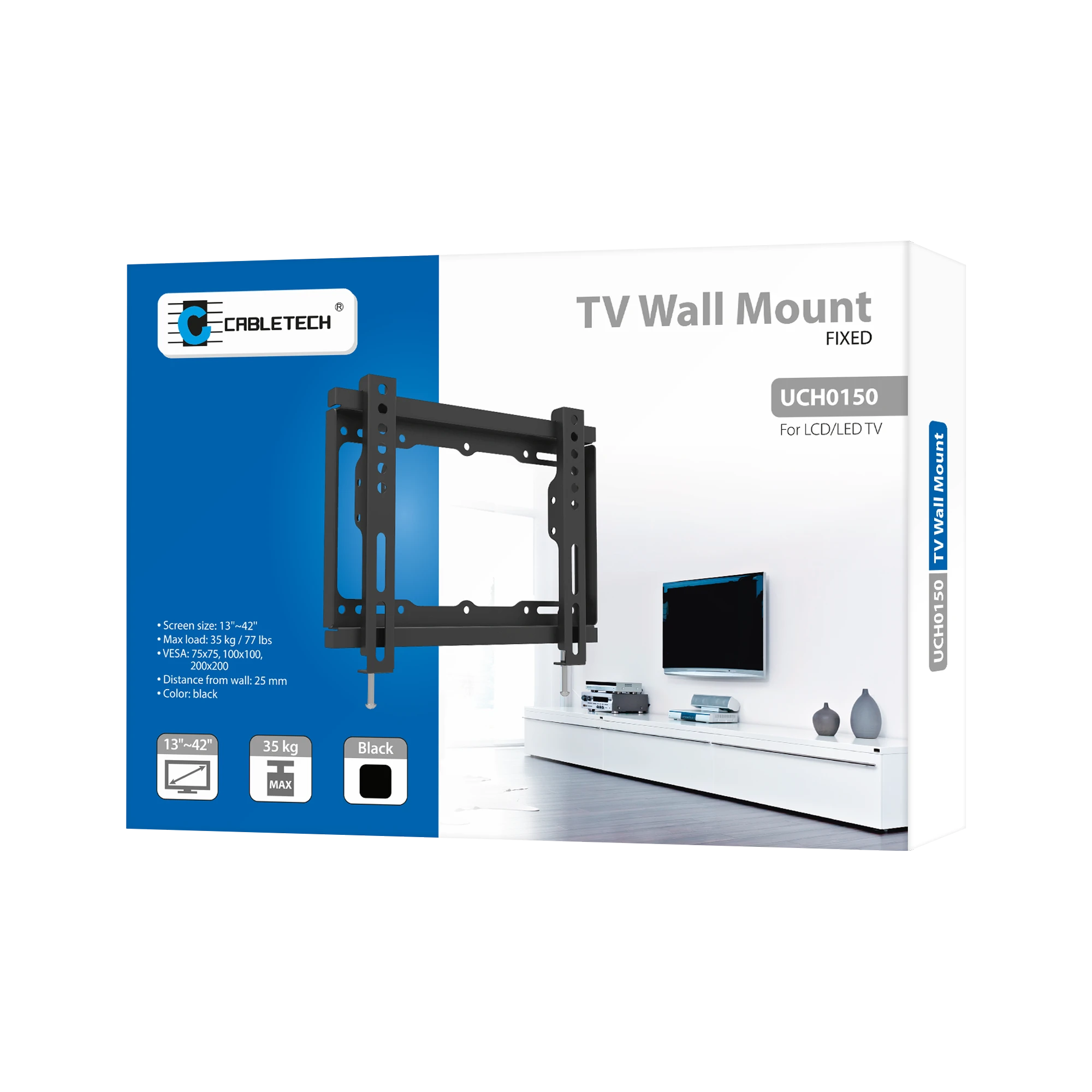 Cabletech Laikiklis sieninis fiksuotas TV 23-42" (maks. 40kg)