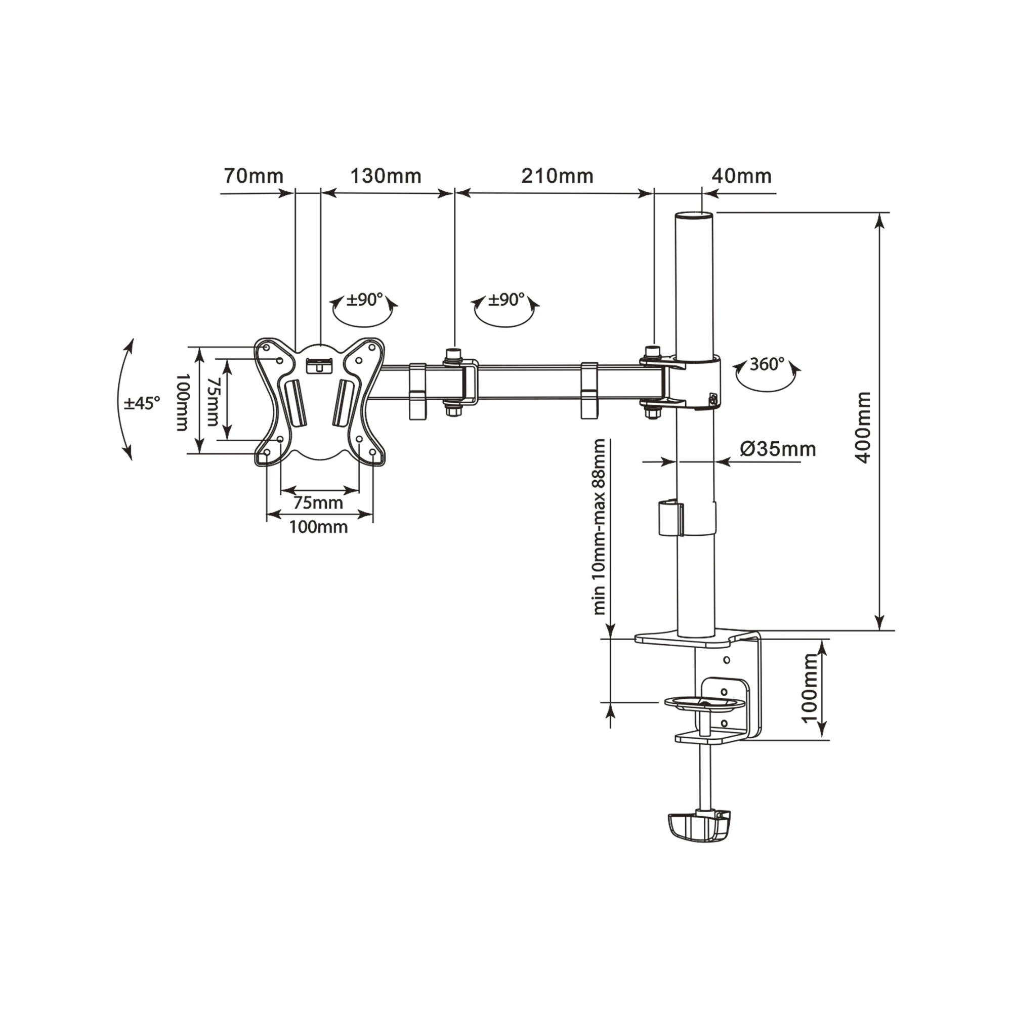 Cabletech Monitoriaus laikiklis UDT-C012 13-27"