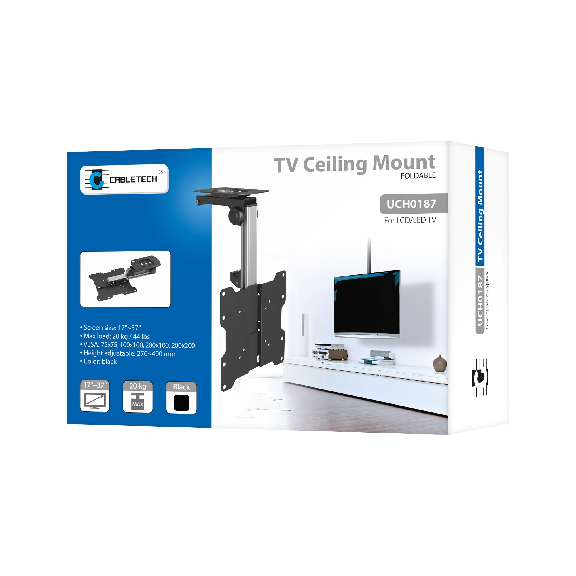 Cabletech Laikiklis lubinis reguliuojamas TV 17-37" (maks. 20kg)