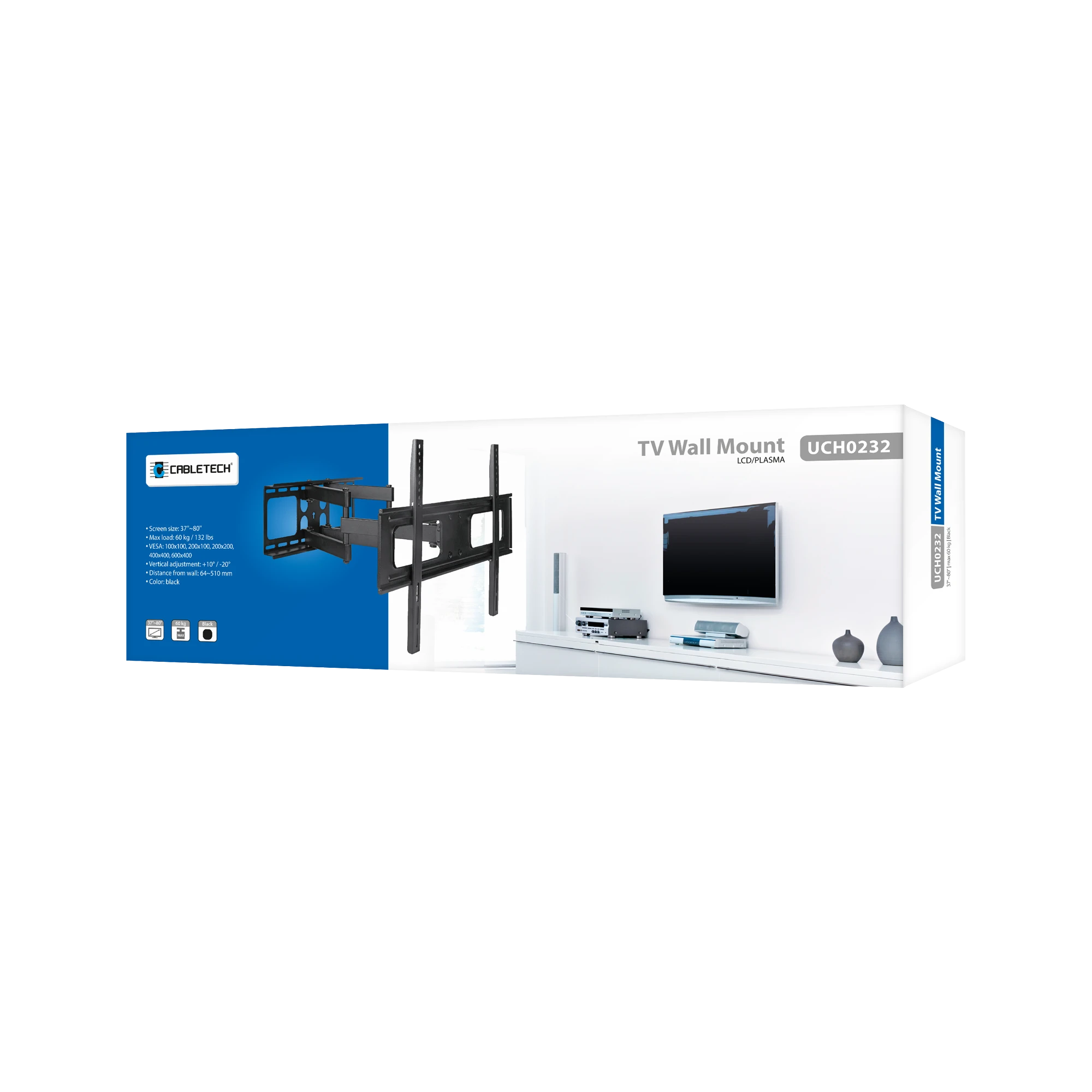 Cabletech Universalus TV laikiklis 37"-80" vertikalus ir horizontalus reguliavimas (UPA36-466)