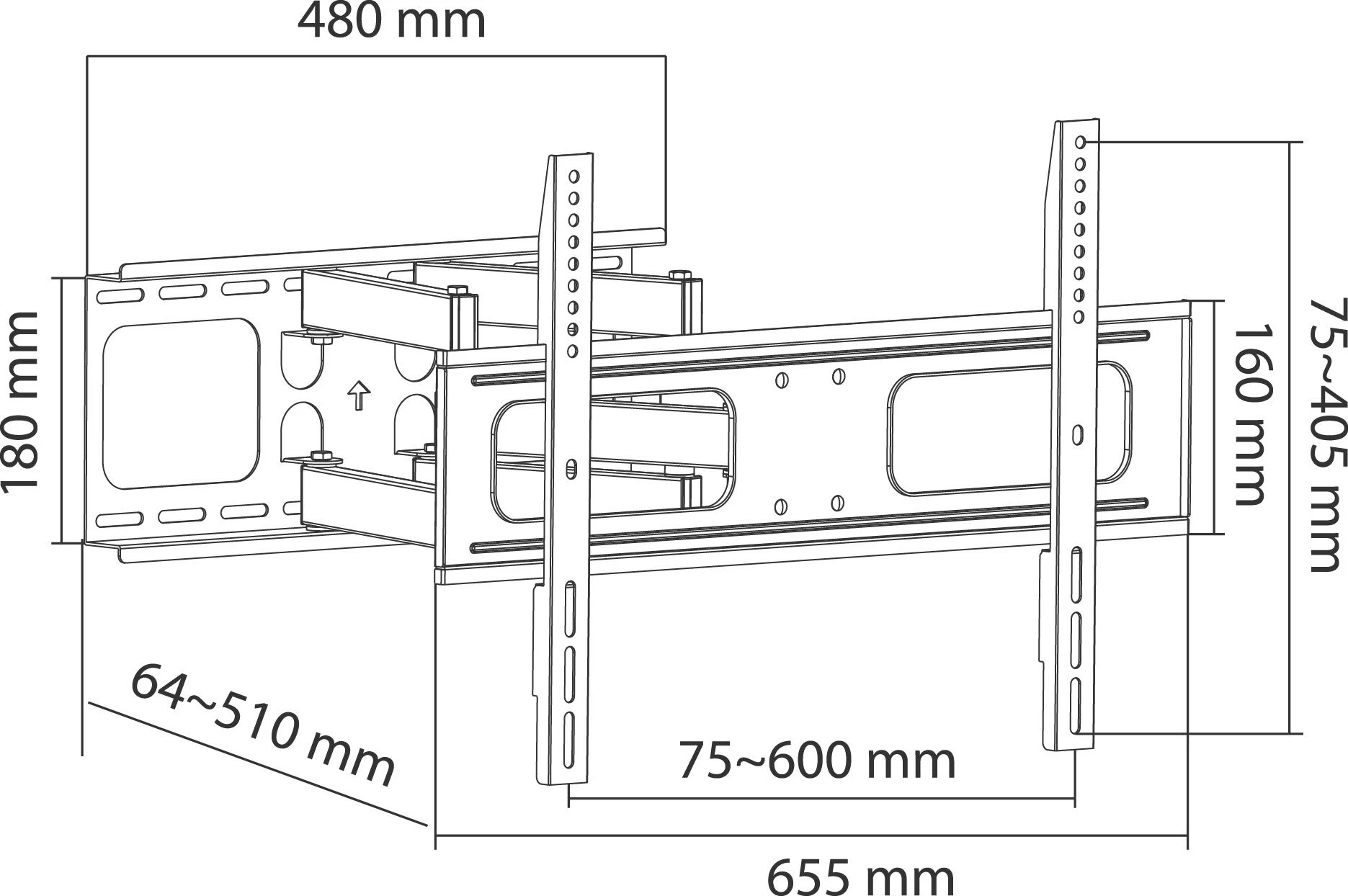 Cabletech Universalus TV laikiklis 37"-80" vertikalus ir horizontalus reguliavimas (UPA36-466)