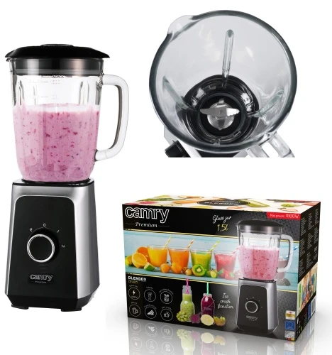 Adler Camry | Maišytuvas | CR 4077 | Tabletop | 500 W | Jar material Glass | Jar capacity 1.5 L | Ice crushing | Juodas/Nerūdijantis plienas