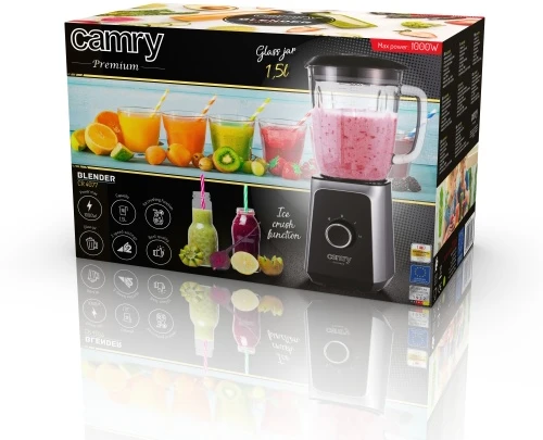 Adler Camry | Maišytuvas | CR 4077 | Tabletop | 500 W | Jar material Glass | Jar capacity 1.5 L | Ice crushing | Juodas/Nerūdijantis plienas