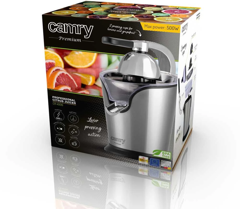 Sulčiaspaudė Camry | Profesional Citruis Juicer | CR 4006 | Type Electrical | Nerūdijantis plienas | 500 W | Greičių skaičius 1