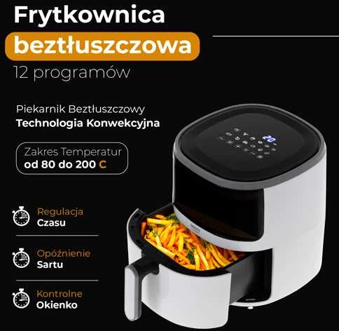 Gruzdintuvė Camry Airfryer orkaitė | CR 6313 | Galia 2000 W | Talpa 5 L | Konvekcija | Baltas