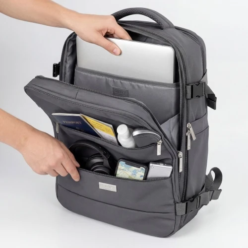 Camry CR 6880 dark pilkas Kuprinė biznesowo-sportowy on-board free size 40x20x30 cm, 24l, 3 komory, 11 kieszeni, laptop 17