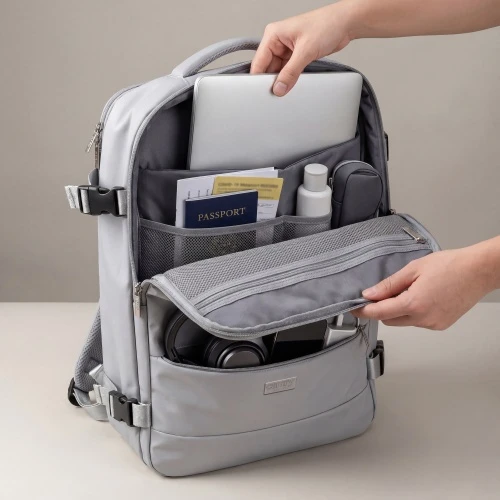 Camry CR 6880 medium pilkas Kuprinė biznesowo-sportowy on-board free size 40x20x30 cm, 24l, 3 komory, 11 kieszeni, laptop 17