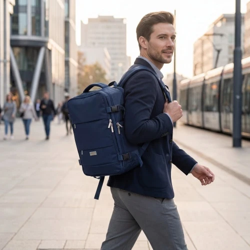 Camry CR 6880 navy mėlynas Kuprinė biznesowo-sportowy on-board free size 40x20x30 cm, 24l, 3 komory, 11 kieszeni, laptop 17