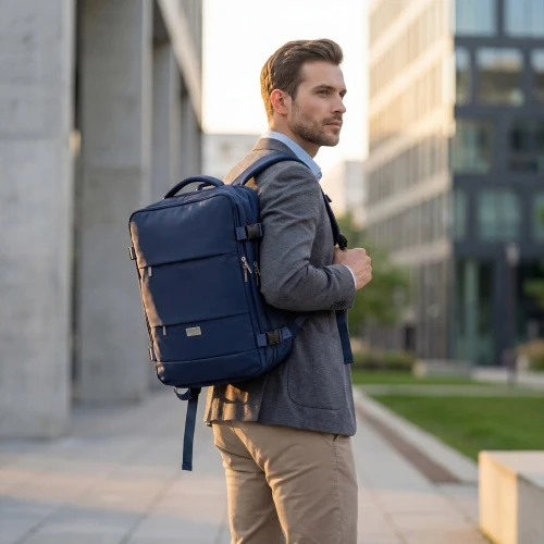 Camry CR 6880 navy mėlynas Kuprinė biznesowo-sportowy on-board free size 40x20x30 cm, 24l, 3 komory, 11 kieszeni, laptop 17