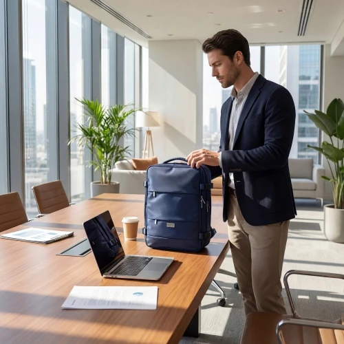 Camry CR 6880 navy mėlynas Kuprinė biznesowo-sportowy on-board free size 40x20x30 cm, 24l, 3 komory, 11 kieszeni, laptop 17