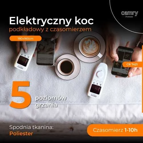 Šildoma antklodė Camry CR 7421, balta