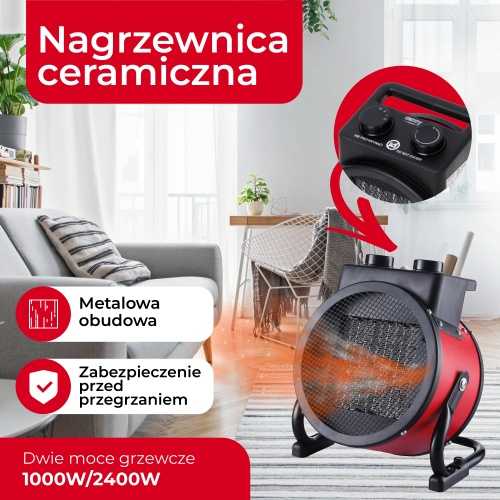 Adler Camry | Ventiliatoriaus šildytuvas | CR 7743 | Keramika | 2400 W | Galios lygių skaičius 2 | Raudona