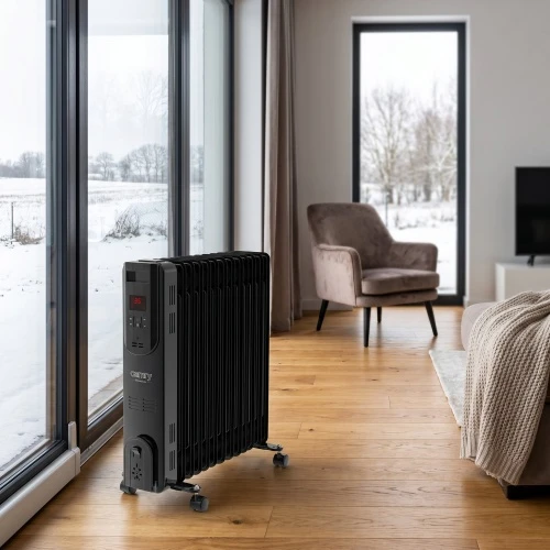Adler Camry | Alyvos pripildytas radiatorius su nuotolinio valdymo pulteliu | CR 7814 | Alyva užpildytas radiatorius | 2500 W | Galios lygių skaičius 3 | Juodas