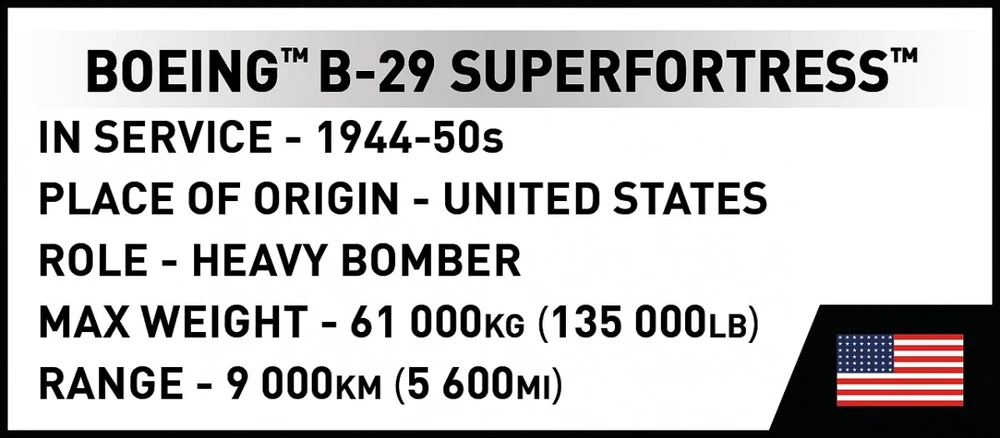Cobi Konstruktoriaus kaladėlės Boeing B-29 Superfortress 1074 kaladėlės