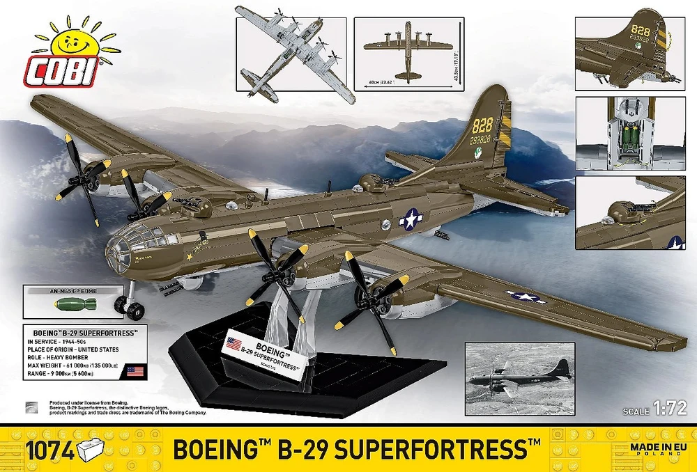 Cobi Konstruktoriaus kaladėlės Boeing B-29 Superfortress 1074 kaladėlės