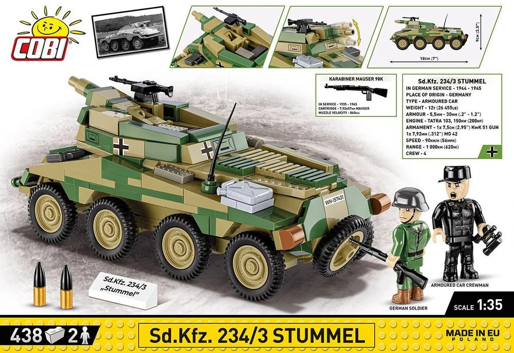 Cobi Klocki istorinė kolekcija Sd.Kfz. 234/3 stuburo