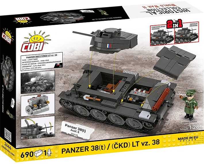 Cobi Klocki Panzer 38 lt vz.38 blokai 690 vienetų