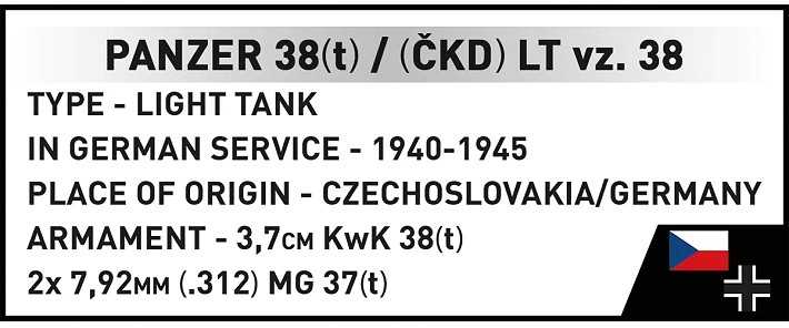 Cobi Klocki Panzer 38 lt vz.38 blokai 690 vienetų