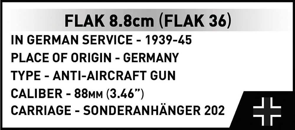 Cobi Klocki Sd.kfz.8 vilkimo blokai 8,8 cm priešlėktuvinės gynybos 36, 975 vienetai