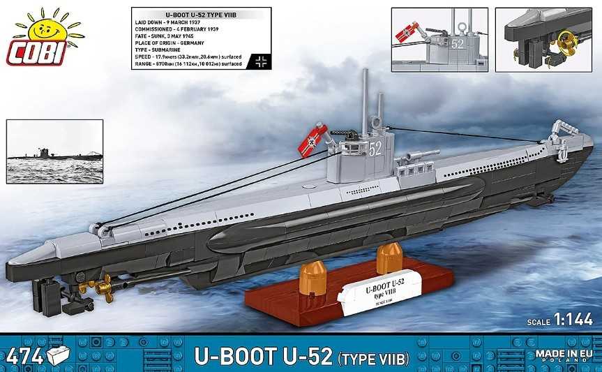 Cobi Klocki Povandeninio laivo U-52 konstrukciniai kaladėlės, 474 dalys