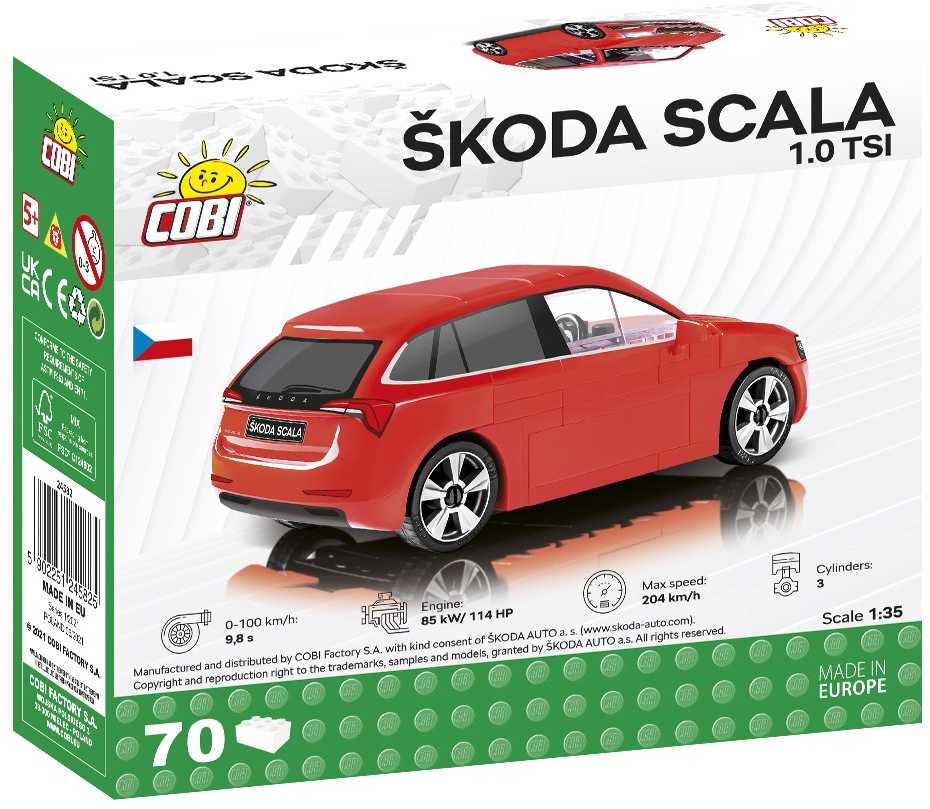 Statybiniai žaidimai - Skoda Scala 1.0 TSI - 70 vnt 1/35 Cobi
