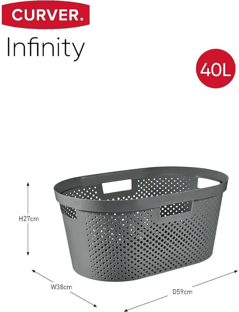 Krepšys „Curver Infinity“ perdirbtų skalbinių krepšys, 40 l talpos, tamsiai pilkas, 100 % perdirbtas, 245675