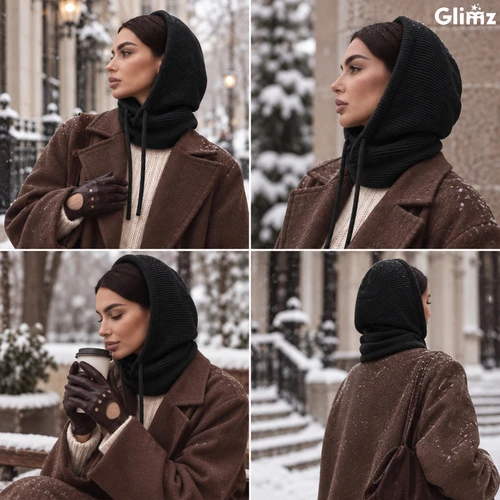 Winter hat/hood - juodas Glimz
