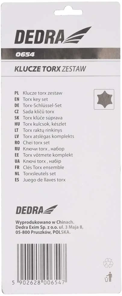Šešiakampių raktų rink. Torx Dedra 0654
