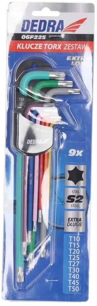 Dedra Torx raktai extra ilgi spalvaT10T50 rinkinys 9vnt S2