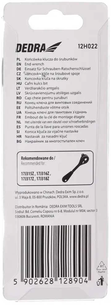 Dedra Końcówka Atsuktuvo antgalis, 1/2 colio chromuotas lizdas