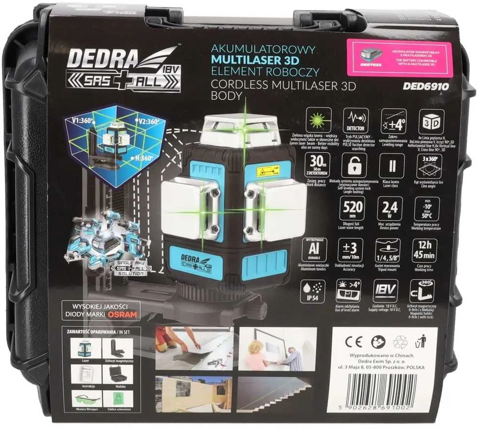 Dedra „Multilaser 3d 18v“, žalias, SAS korpusas