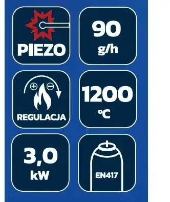 Dedra Palnik Dujinis degiklis su pjezoelektriniu uždegimu, lanksčiu antgaliu, 3 kW