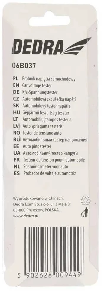 Dedra Próbnik Automobilio įtampos matuoklis 6-24v, 100mm, metalinis
