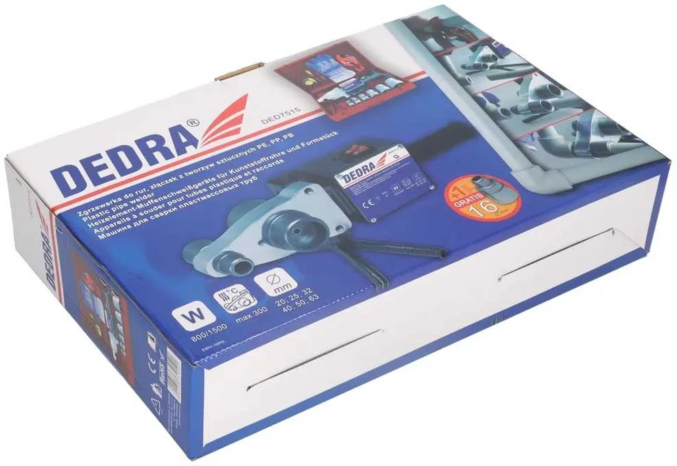 DEDRA PLASTIKINIŲ VAMZDŽIŲ SANDARINIMO MAŠINA 800W / 1500W DED7515