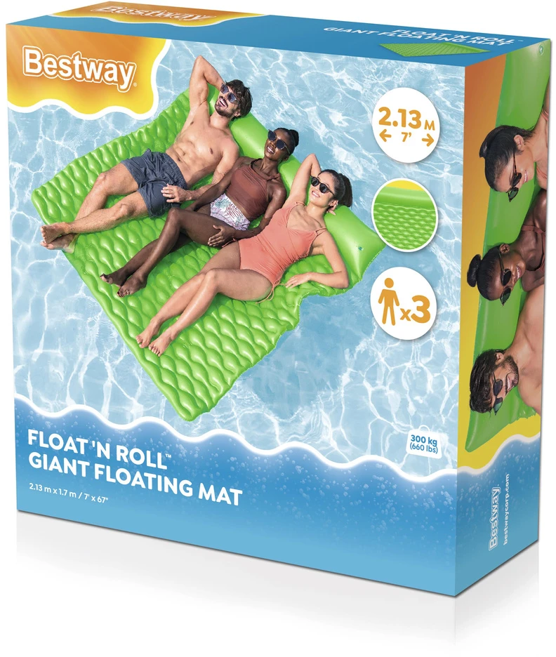 Trys Vietos Pripučiama Plaukimo Čiužinys Bestway, 213 x 170 x 21 cm