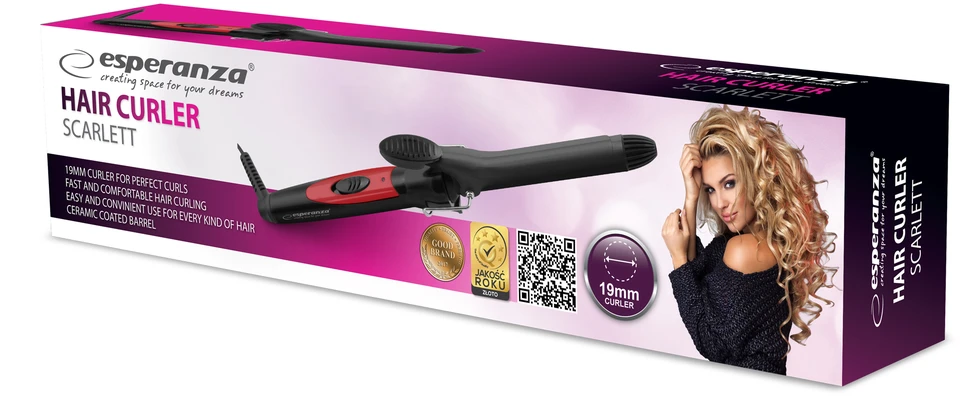 Curling iron for hair Esperanza Scarlett EBL004 (25W, juodos spalvos)