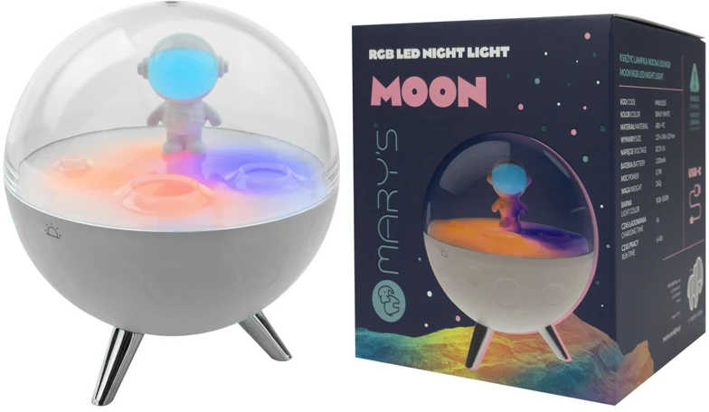 Eco Light Mary’s lampka nocna led rgb księżyc balta