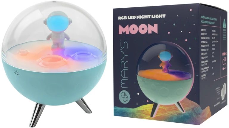 Eco Light Mary’s lampka nocna led rgb księżyc mėlyna