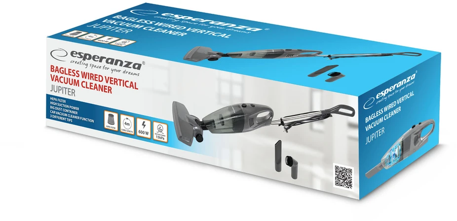 EHV101E Esperanza vertikalus odkurzacz jupiter 600w pilka