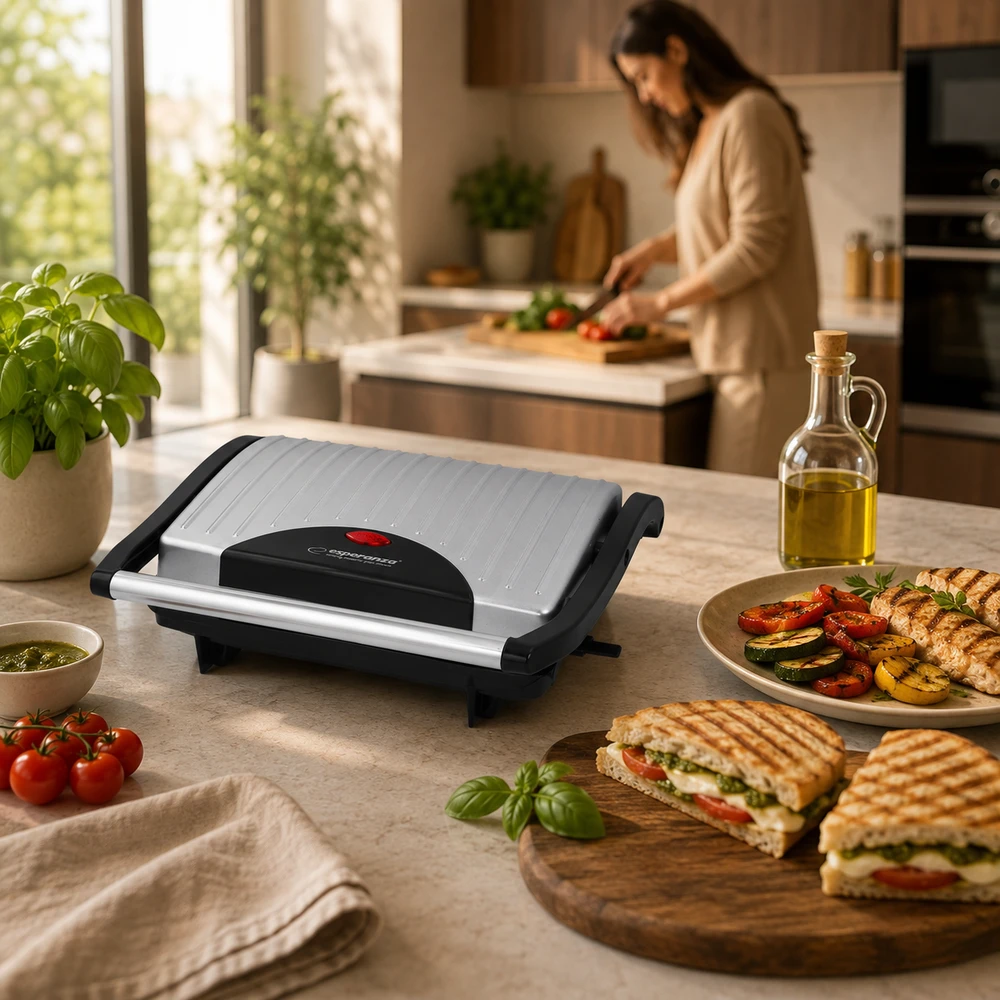 Grilis electric Esperanza Pizzaiola EKG005 (contact, 750W, inox color)