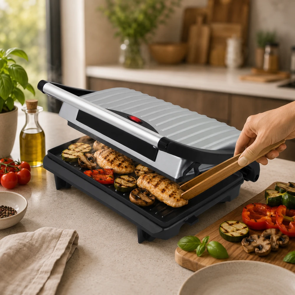 Grilis electric Esperanza Pizzaiola EKG005 (contact, 750W, inox color)