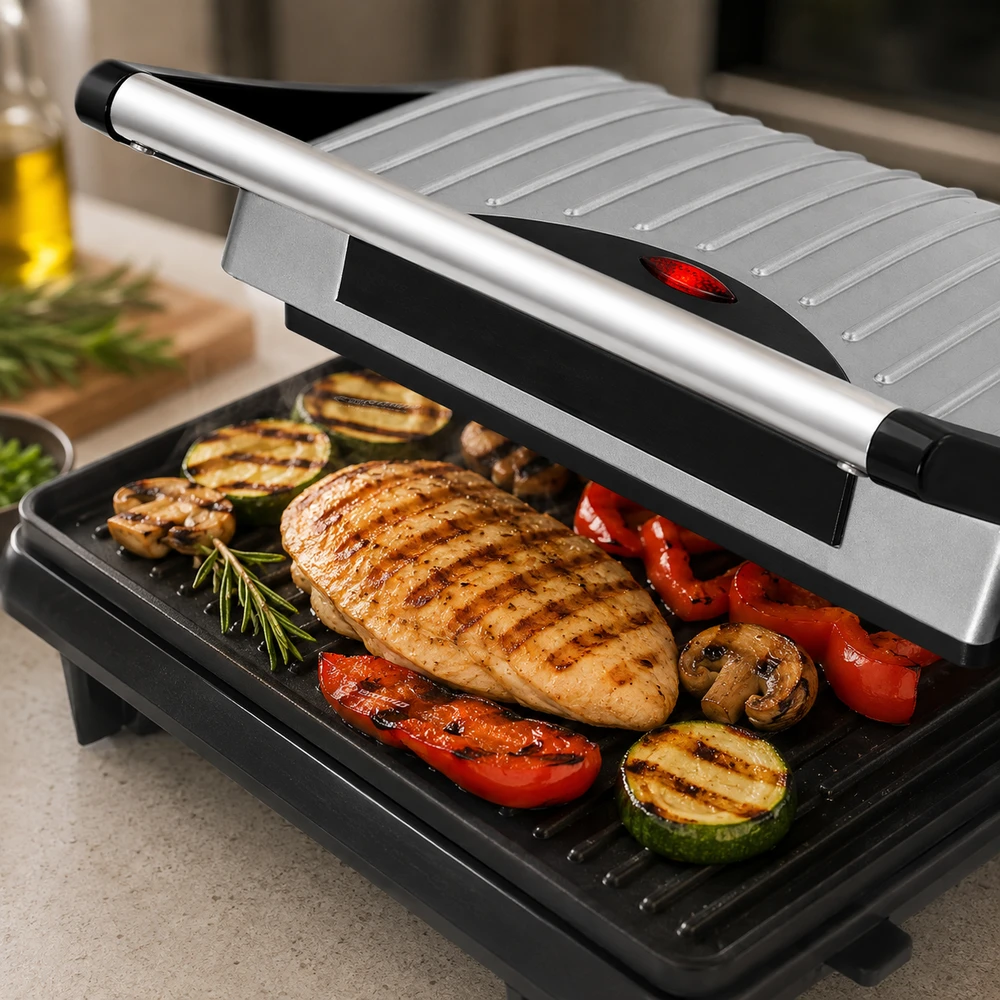 Grilis electric Esperanza Pizzaiola EKG005 (contact, 750W, inox color)