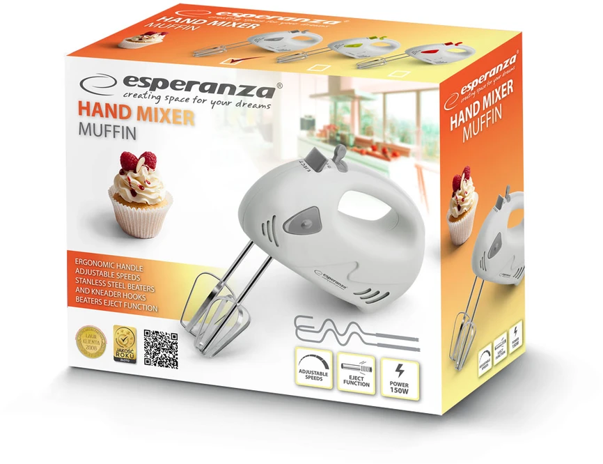 Plakiklis Rankinis Plaktuvas - Esperanza EKM007WE 150 W Pilkas/Baltas