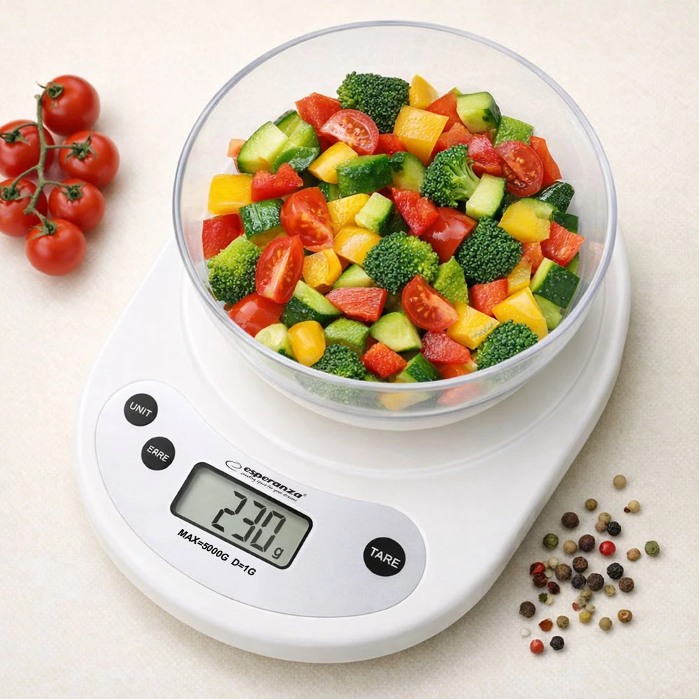 Virtuvinės svarstyklės Virtuvinė Skalė - Esperanza EKS007 5kg Talpa Taro Funkcija Elektroninė Balta