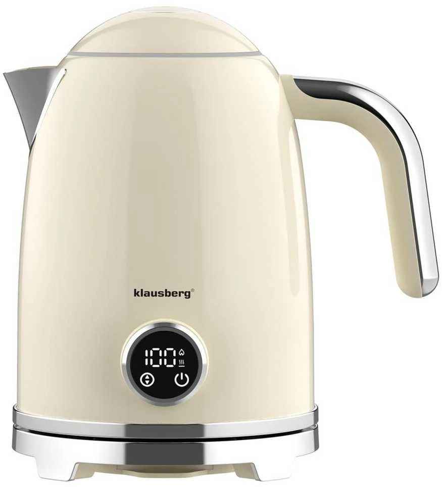 Klausberg Virdulys, Elektrinis virdulys su retro termometru, LED skydeliu, smėlio spalvos, 1,7 l