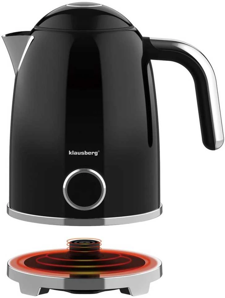 Klausberg Virdulys, Elektrinis virdulys su retro termometru, LED skydeliu, juodas, 1,7 l