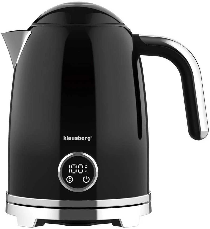 Klausberg Virdulys, Elektrinis virdulys su retro termometru, LED skydeliu, juodas, 1,7 l