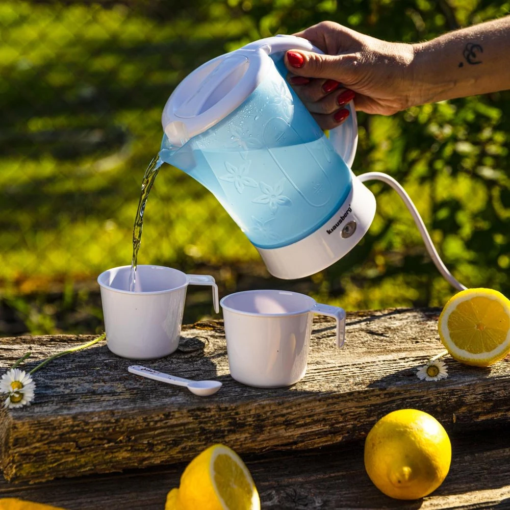 Elektrinis virdulys, turistinis, 0,6l, 2 puodeliai + 2 šaukšteliai, klausberg
